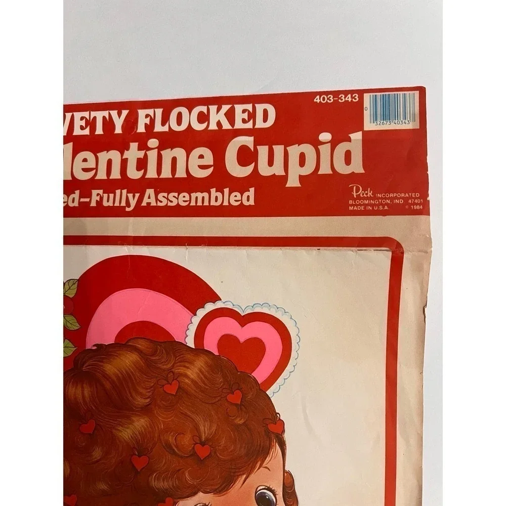 Vintage‎ Valentine Cupid’s Arrow Flocked and Jointed Valentine 80’s